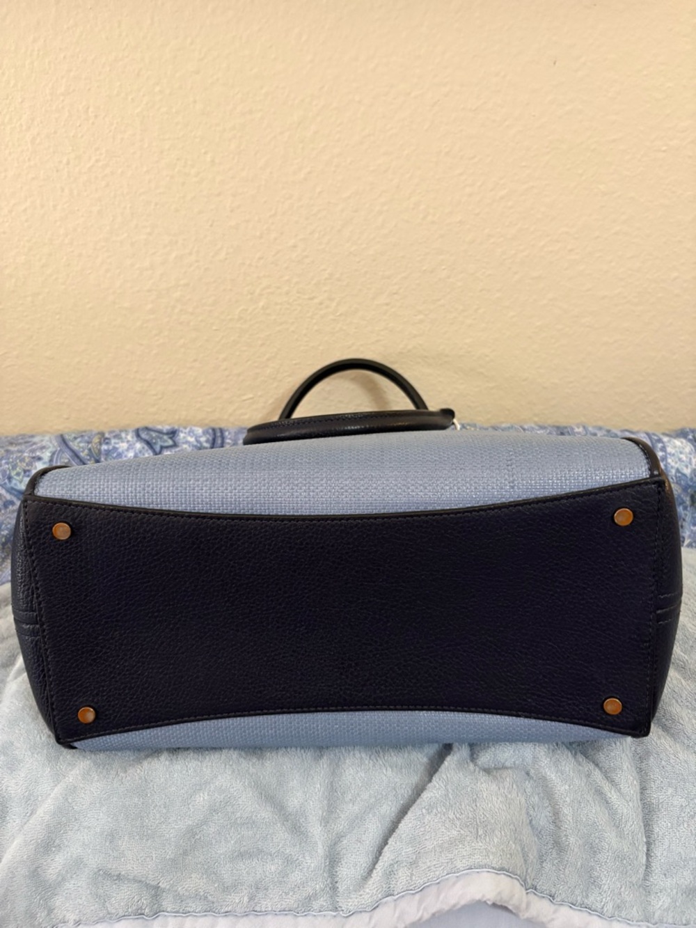 kate spade Leila Blue Floral Embroidered Top-Handle Bag with Crossbody Strap EUC - Picture 5 of 16